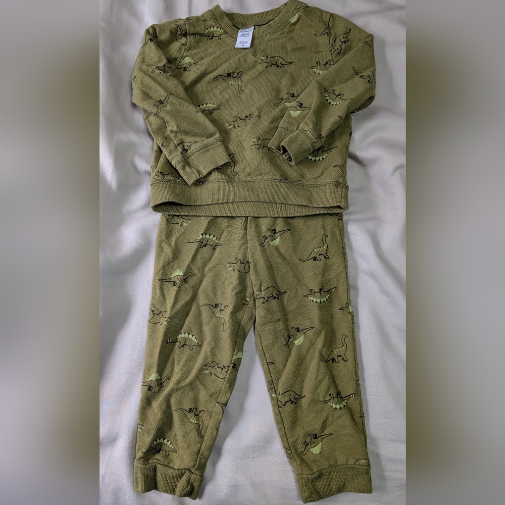Carter's Olive Dinosaur Pajama Set